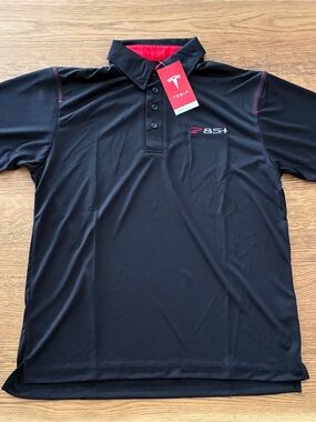 Official OG Tesla Employee P85+ Black Polo with Red Accents - UNICORN 🦄